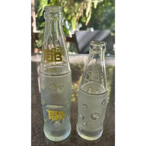 Vintage Tab Clear Embossed Glass Bottle Coca Cola 10 Oz Starburst & 7 Oz Lot